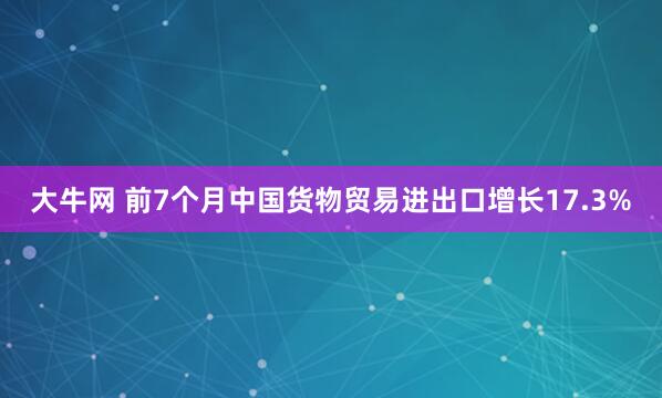 大牛网 前7个月中国货物贸易进出口增长17.3%