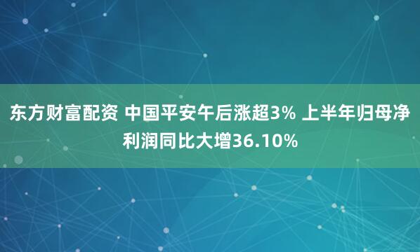 东方财富配资 中国平安午后涨超3% 上半年归母净利润同比大增36.10%